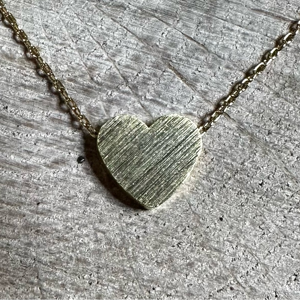 Jewlr Gold Brushed Heart Necklace Women’s Jewelry NEW